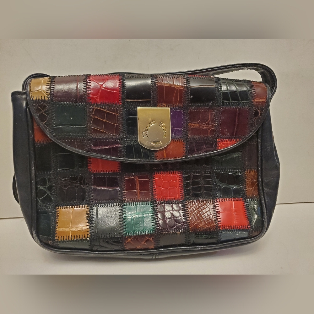 Vintage Désert Bleue Patchwork Leather Shoulder Bag
